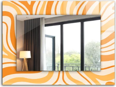 Produktbild von Bedruckter Spiegel - Wandspiegel - Dekorativer - Modern - 80x60 cm - Abstrakte Orangefarbene Muster