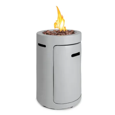 Produktbild von Blumfeldt Crete Gas-Feuerstelle, 13 kW Wärmeleistung, Flüssiggas, Edelstahl, 360° FireView, inkl. Regencover, Gasdruck: max. 50 mbar, zweistufiger Drehregler, hellgrau