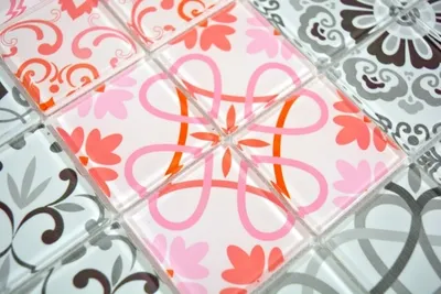 Produktbild von Handmuster Retro Vintage Mosaikfliese Transluzent grau rot Glasmosaik Crystal FRANCE MOS68-Retro-F_m