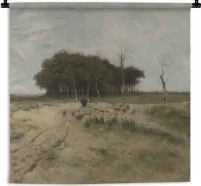 Produktbild von MuchoWow® Wandteppich Wandbehang Heide bei Laren - Gemälde von Anton Mauve 90x90 cm Tapisserie Dekoration Wandtuch - Wandaufhänger
