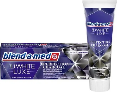 A tube of toothpaste and its box are displayed against a white background.