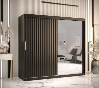 Produktbild von Kleiderschrank mit Spiegel RADKIN 2 – Breite 200 cm, schwarz