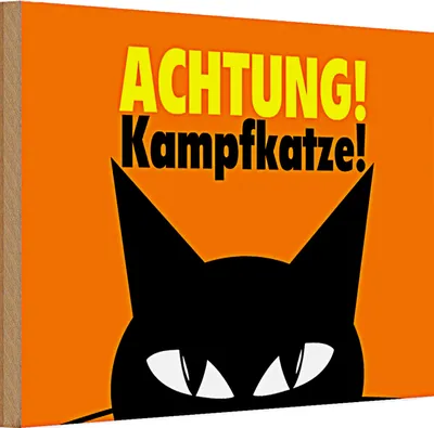 Produktbild von Holzschild Spruch 30x20cm Achtung Kampfkatze Katze