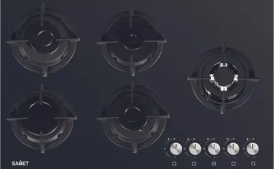 Immagine prodotto di Piano cottura in vetro 5 fuochi Minerva90 Samet colore nero