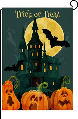 Produktbild von Halloween-Dekorationen für draußen, 4 Stück Halloween-Willkommens-Gartenflaggen, 30 x 45 cm, doppelseitige Spukhausflaggen
