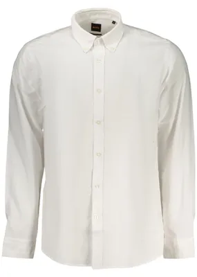 Produktbild von Herren Langarmshirt Weiss – Regular Fit mit Stilvollem Button-Down-Kragen