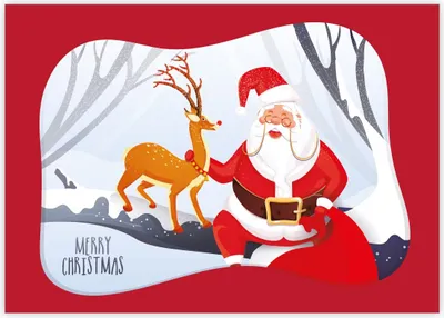 Produktbild von 4x Lustige Comic Weihnachtskarte mit Santa & Rudolph im Wald