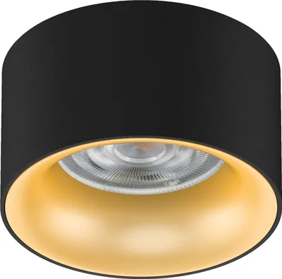 Image de Plafonnier encastré avec douille GU5.3 MR16 pour sources lumineuses LED & halogène jusqu'à 35W 70x40mm Spot encastré Aluminium Rond Noir/Réflecteur doré