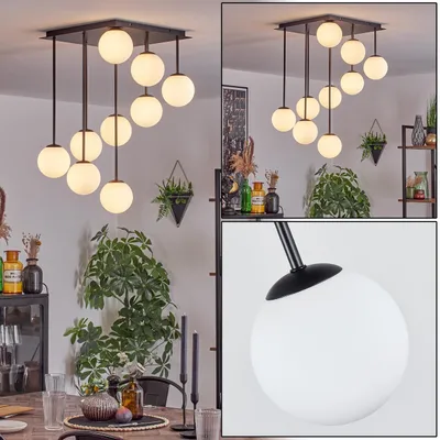Produktbild von Isorella Deckenlampe aus Metall/Glas in Schwarz/Milchglas