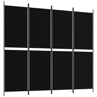 Image de Cloison de séparation 4 panneaux Noir 200x180 cm Tissu