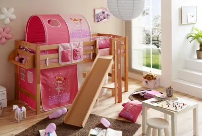 Produktbild von Podestbett mit Rutsche "Tino" Buche Natur Motiv (Zauberfee)