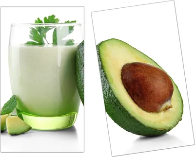 Produktbild von Spritzschutz Herdabdeckplatte Schneidebrett aus Glas Avocado Smoothie 2-Teilig (60x52cm)