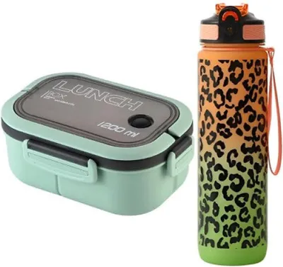 Produktbild von Lunch 4 tlg Set Brotdose 1200 ml Trinkflasche Flasche 1000 ml Besteck