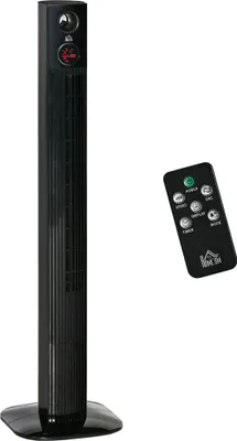 Produktbild von HOMCOM Ventilátor vežový Stĺpový ventilátor s diaľkovým ovládaním Aroma difuzér Funkcia časovača 3 stupne ventilácie 45 W 70° oscilácia Čierna 31,5 x 31,5 x 117 cm