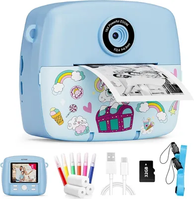 Produktbild von Sofortbildkamera Kinder,Kinderkamera Kompaktkameras 1080P HD Sofortdruck von Fotos,Geburtstagsgeschenk Weihnachten Geschenk Spielzeug ab 3+Jahre