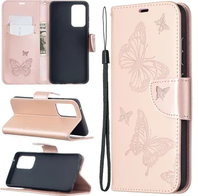 Produktbild von Mobigear Butterfly  Samsung Galaxy A52 Hülle Klapphülle Geldbörse - Roségold