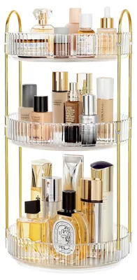 Produktbild von 360° drehbarer Make-up-Organizer, 3-stöckiger Organizer mit großem Fassungsvermögen für Make-up und Aufbewahrung, Kosmetik- und Parfüm-Organizer