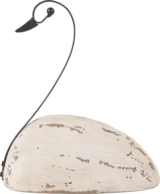 Obrázek produktu pro Clayre & Eef Vánoční dekorace figurka labuť 17x8x19 cm bílé dřevo