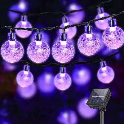 Produktbild von LQWELL® Solar Lichterkette Aussen 10M 40LED 8 Modi für Innen und Aussen Kettenlicht Kristall Kugeln IP44 Wasserdicht Garten(Lila)