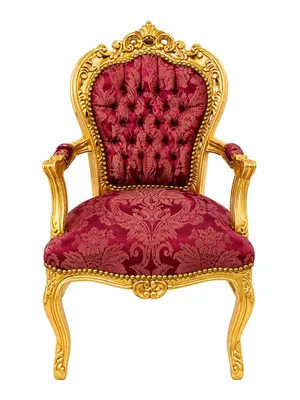 Produktbild von Barockstuhl Barock Stuhl Armlehne Rot Gold Gemustert MusterStoff Esszimmer Wohnzimmer Büro Flur Schminkstuhl Klassisch Premium Modern Retro Royal