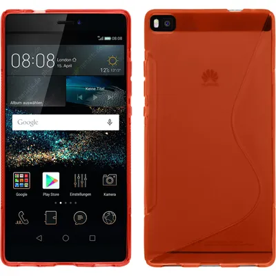 Produktbild von PhoneNatic Case kompatibel mit Huawei P8 - rot Silikon Hülle S-Style + 2 Schutzfolien