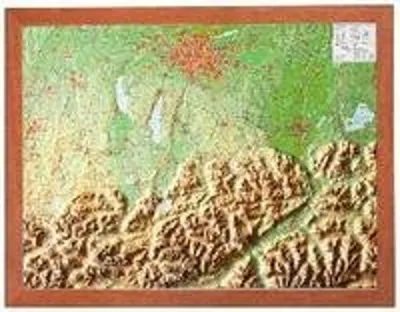 Immagine prodotto di Rilievo dell'Oberland bavarese 1:400.000 con cornice in legno