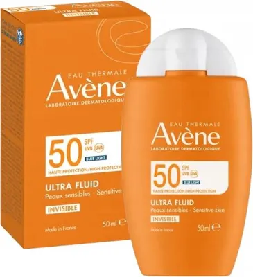 Produktbild von Avene Ultra Fluid Unsichtbar, Creme, Körper, 50 ml, Flasche, Orange, Frankreich