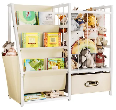 Image de Étagère pour livres pour enfants avec 3 compartiments, idéale pour ranger jouets et livres