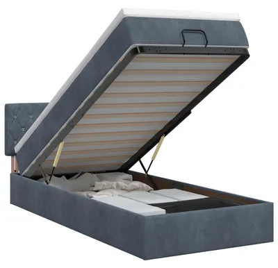 Productafbeelding van vidaXL Ottoman bed met matras, donkergrijs, 80 x 200 cm, fluweel