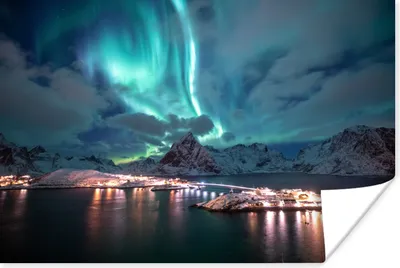 Produktbild von MuchoWow® Poster Aurora - Norwegen - Berg 60x40 cm - Schlafzimmerdekoration