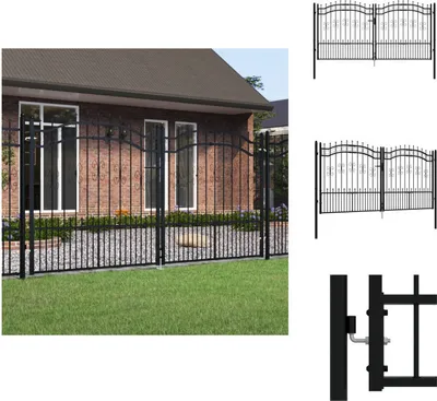 Obrázek produktu pro vidaXL Plotová brána s hroty černá 305x198 cm ocel - Zahradní brány a branky