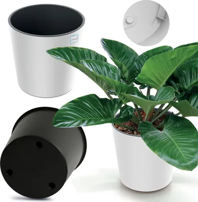 Image de Pot de fleurs Pot de jardin 30 cm rond pour terrasse dans la maison de jardin Blanc