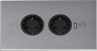 Produktbild von THEBO Steckdosenelement ST 3007/200/2 USB aus Edelstahl / Mehrfachsteckdose
