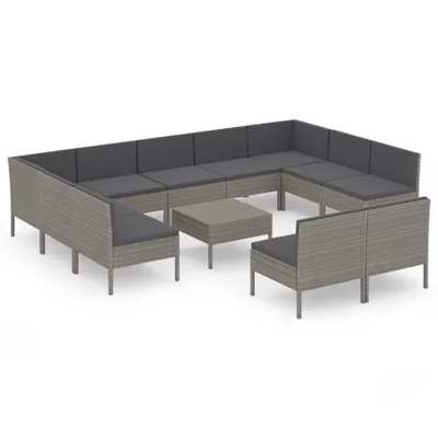 Immagine prodotto di vidaXL Set da giardino lounge da 12 pezzi con cuscini in polyrattan grigio