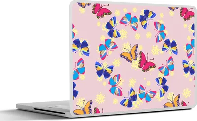 Produktbild von MuchoWow® Laptop Aufkleber Sticker Cover Mädchen - Schmetterling - Insekten - Muster - Mädchen - Kinder - Kinder 30x22 cm - Laptop-Sticker