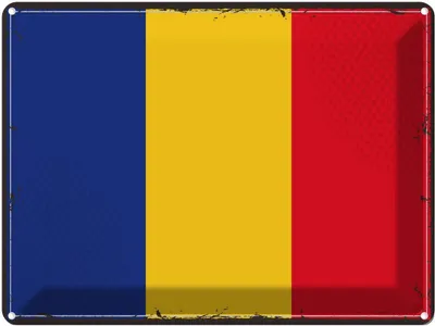 Produktbild von vianmo Blechschild 30x40 cm Rumäniens Retro Romania Flagge Fahne Wappen