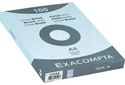Zdjęcie produktu dla EXACOMPTA 13809B Karty indeksowe DIN A6 w linie białe