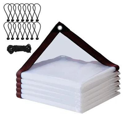 Produktbild von Transparente Plane mit Ösen 2x3M, wasserdichte Abdeckplane, Regenschutz und Windschutz, vielseitige Plane für Balkon, Gartenmöbel, Pflanzengewächshaus und Haustierhaus, inklusive 14 Planenspannern