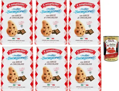 Produktbild von Campiello Il Frollino del Buongiorno con gocce di cioccolato Shortbread mit Schokoladenstückchen. biscuits cookies 100% Italienische Kekse 6x 700g + Italian Gourmet polpa 400g