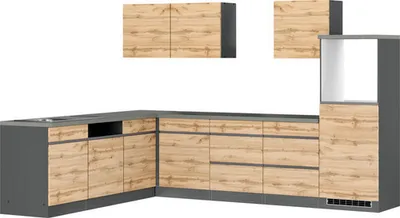 Produktbild von Held Möbel Winkelküche ohne Geräte PISA 300 cm wildeiche matt zerlegt Variante reversibel 1130.6310