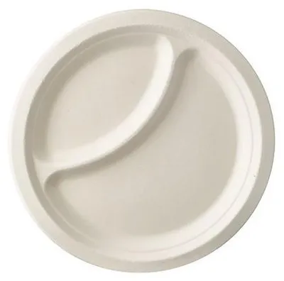 Produktbild von 500 Papstar Teller, Zuckerrohr pure 2-geteilt Ø 23 cm, 2 cm weiss 89736