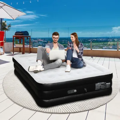 Obrázok produktu pre Ikodm Premium nafukovacia posteľ 190 x 100 x 46 cm s integrovanou pumpou, samonafukovacia matrac ako hosťovská posteľ, cestovná posteľ, kempingová posteľ a núdzová posteľ, jednolôžková posteľ