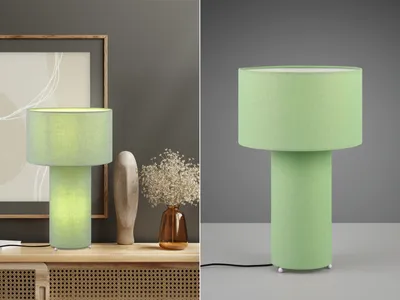 Image de Lampe de table Bale vert pistache 2xE27x10W en tissu, dimensions : 40x24x24 cm, IP20, Trio