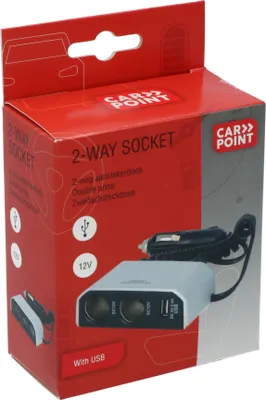 Zdjęcie produktu dla 2-drożna listwa zasilająca Carpoint 2x12V 1xUSB-A 2.4A