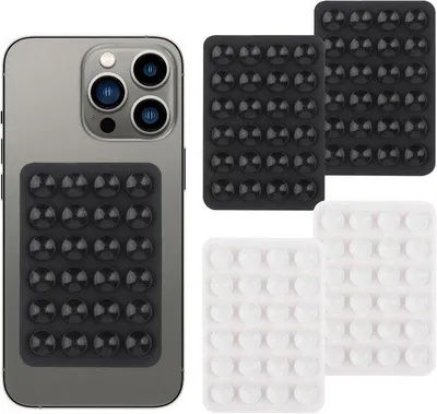 Image de Support pour téléphone portable avec ventouse - Lot de 4 pièces (noir et blanc)