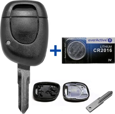 Produktbild von Auto Schlüssel Funk Fernbedienung 1x Gehäuse + 1x Rohling VAC102 + 1x CR2016 Batterie kompatibel mit Renault