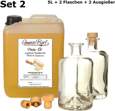 Produktbild von Pasta Öl 5L inkl. 2 Flaschen u. 2 Ausgießer - wie herzhafter italienischer Hartkäse VEGAN