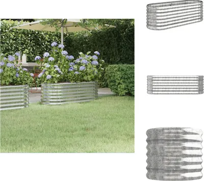 Produktbild von vidaXL Hochbeet Pulverbeschichteter Stahl 114x40x36 cm Silbern -  Blumentöpfe & Pflanzgefäße