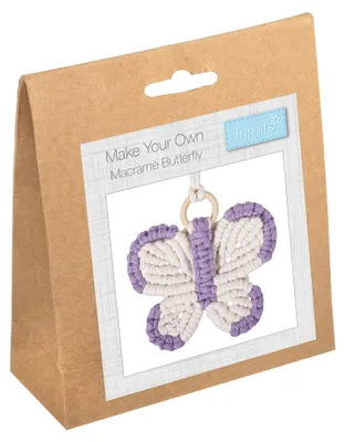 Macramé-Set Schmetterling, 13,5 x 13 cm, Baumwolle/Holz, mit Anleitung