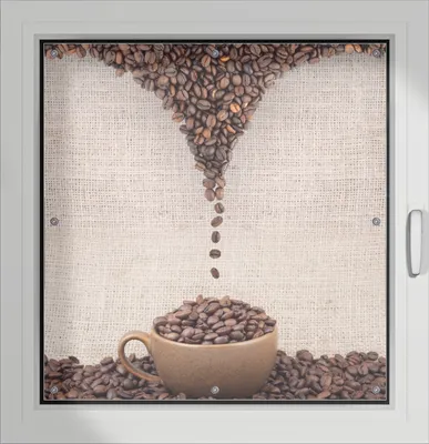 Produktbild von Wallario Lichtschutzbild, Dekorativer Sichtschutz Sonnenschutz 96 x 100 cm mit Motiv: Tasse mit Kaffeebohnen - Kaffeedesign - Verdunklung ohne Bohren
